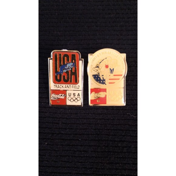 2 USA Olympic 1992 BARCELONA Coca-Cola Coke Lapel Hat Pins - Picture 2 of 8